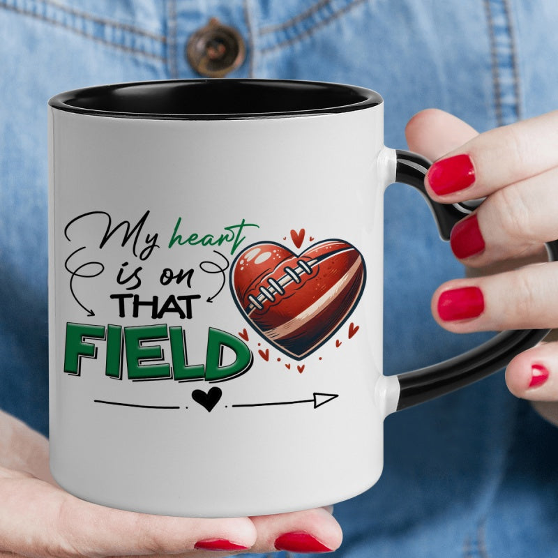 Tailorly Black Accent 11 oz Mug - heart shape handle