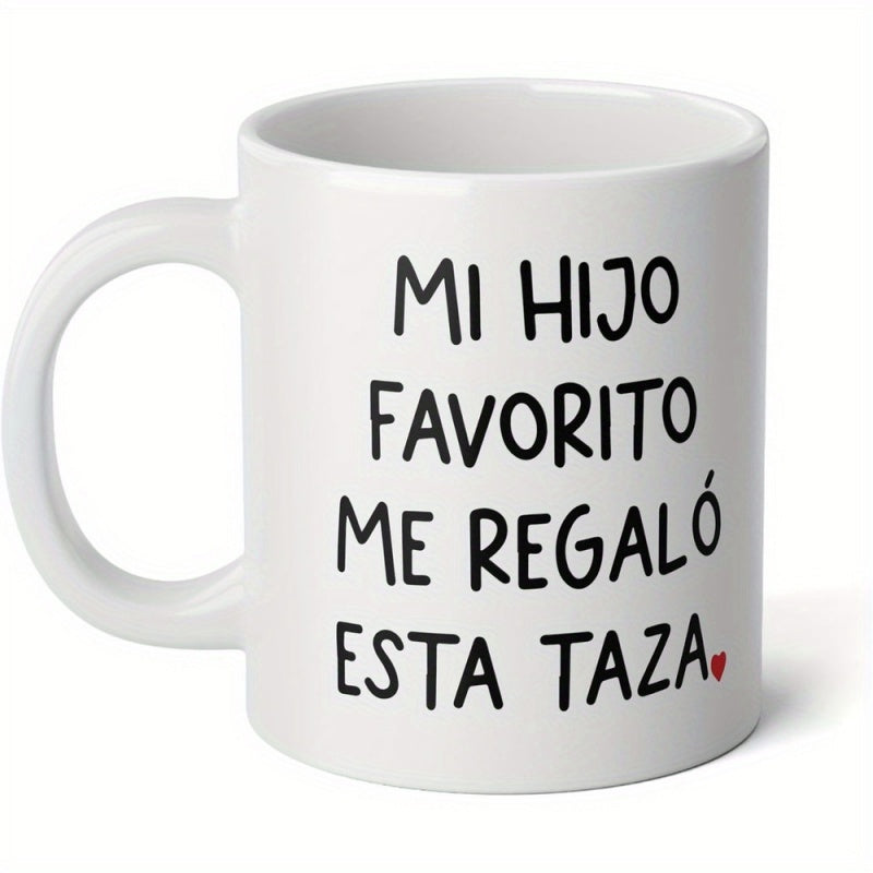Tailorly White Ceramic 11 oz Mug - Minimalist Ceramic Vessel Featuring Simple Printed Script And Red Heart Mug