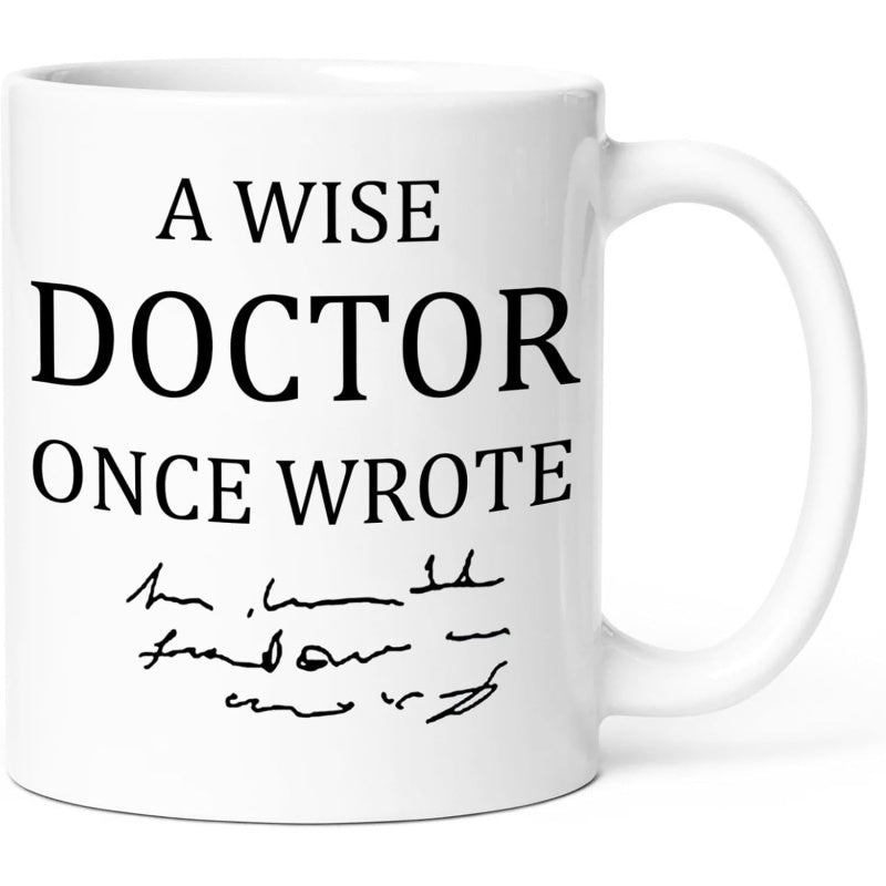 Tailorly White Ceramic 11 oz Mug - A Wise Doctor Once Wrote Illegible Medical Handwriting Featuring Messy Ink Lines Scribble