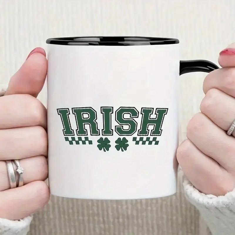 Tailorly Black Accent 11 oz Mug - shamrock design