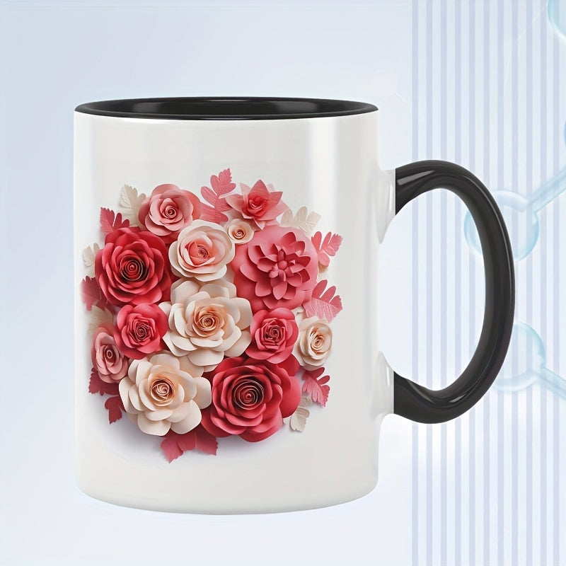 Tailorly Black Accent 11 oz Mug - spring summer autumn and winter flowers pumpkins leaves