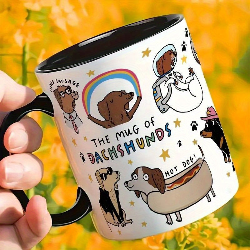 Tailorly Black Accent 11 oz Mug - dachshund print