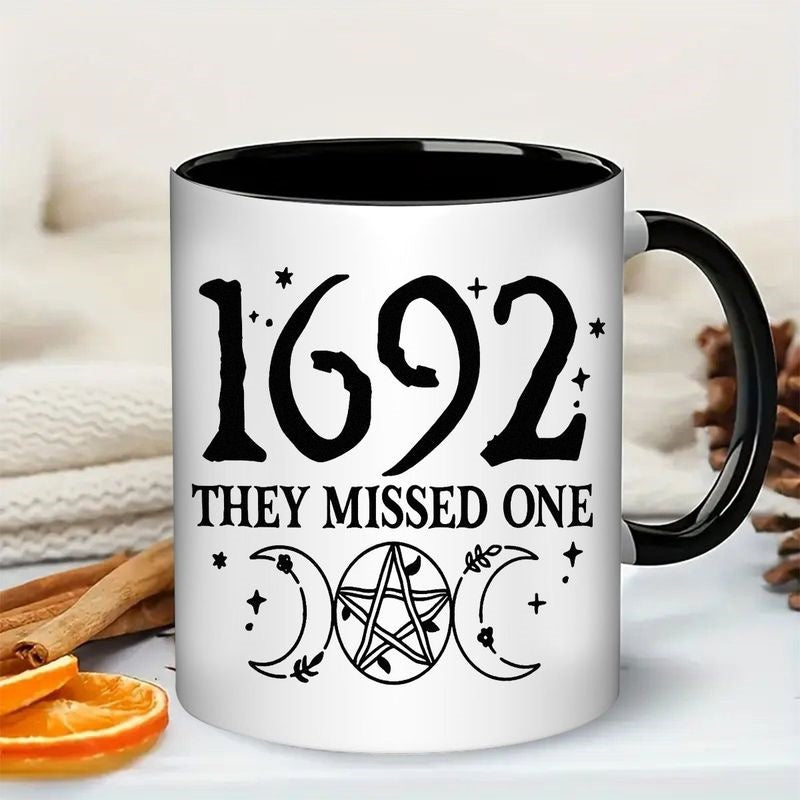 Tailorly Black Accent 11 oz Mug - witchcraft pentagram