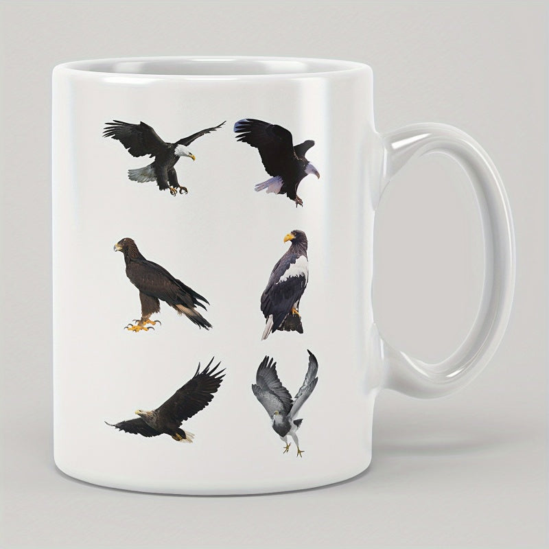 Tailorly White Ceramic 11 oz Mug - Majestic Wild Eagles Flying And Perching In Different Natural Poses Eagle