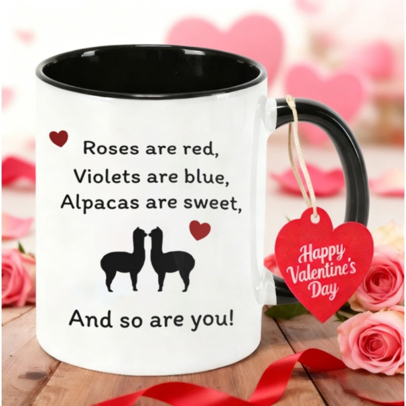 Tailorly Black Accent 11 oz Mug - humorous alpaca for valentines day