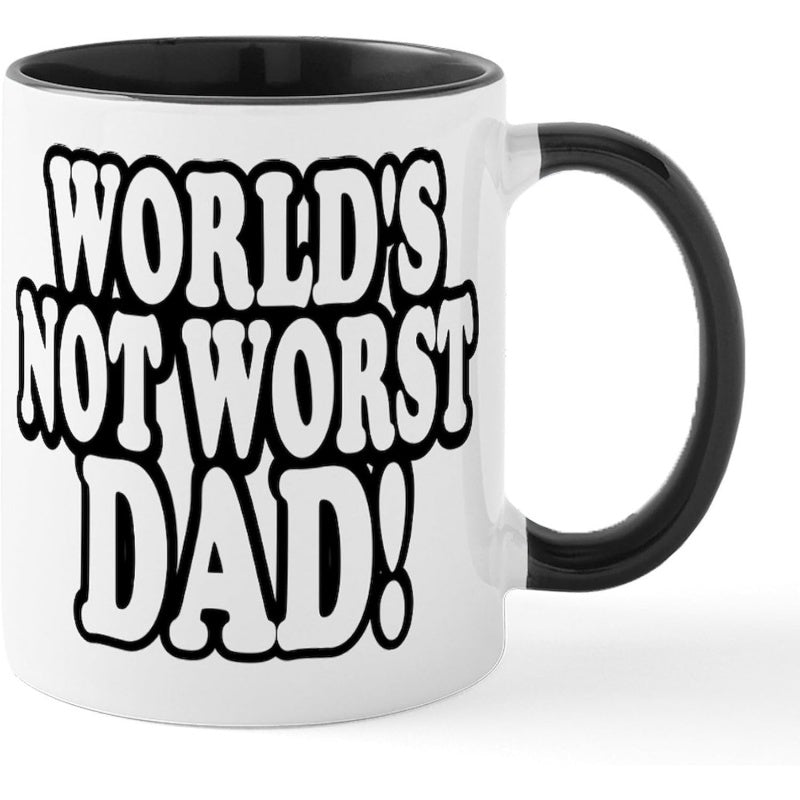 Tailorly Black Accent 11 oz Mug - not worst dad with heart handle