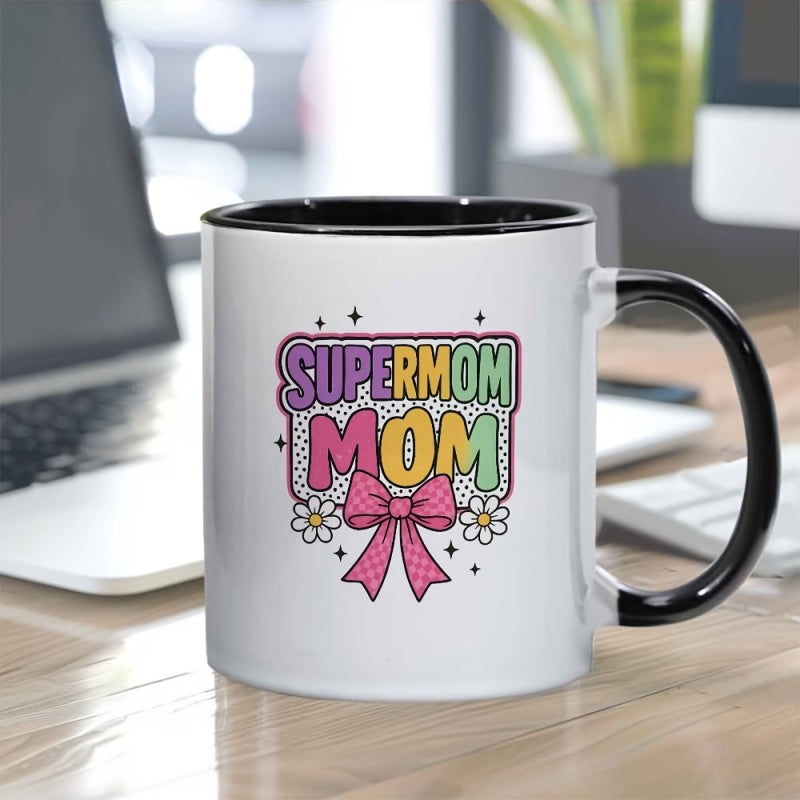 Tailorly Black Accent 11 oz Mug - text with bow and flowers