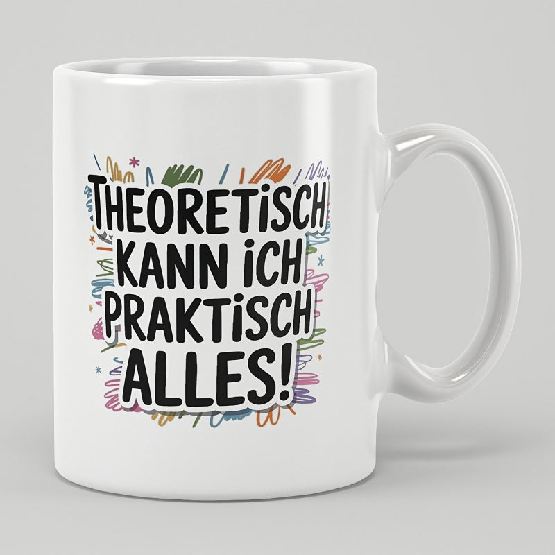 Tailorly White Ceramic 11 oz Mug - Featuring Colorful Abstract Hand Drawn Scribbles Mug