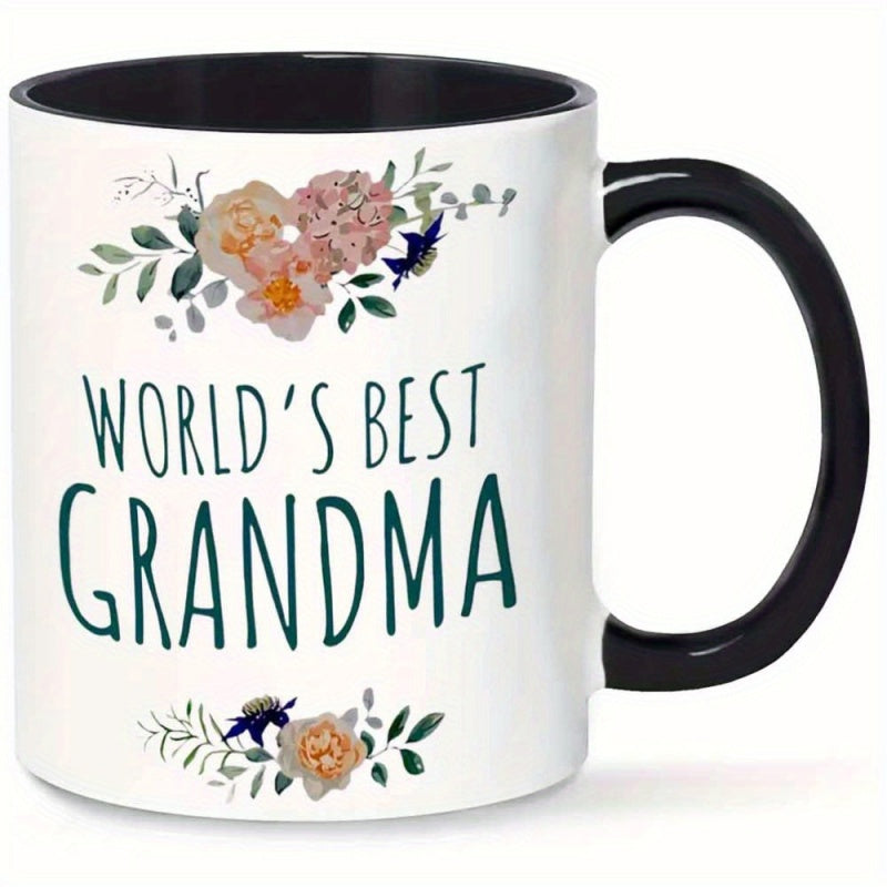 Tailorly Black Accent 11 oz Mug - grandma floral