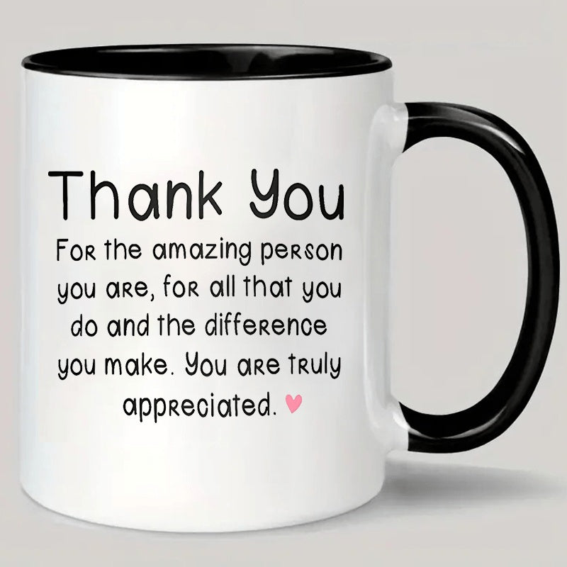 Tailorly Black Accent 11 oz Mug - grateful thank you text