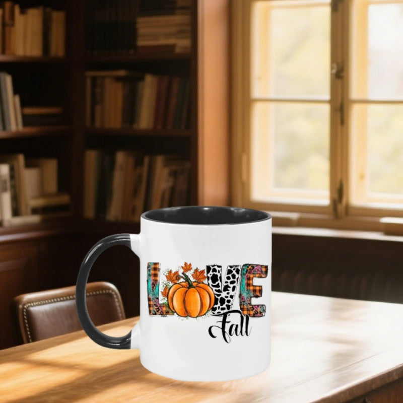Tailorly Black Accent 11 oz Mug - 11oz ceramic coffee mug with elegant black handle cup suitable for coffee tea water unique gift for ideal for use