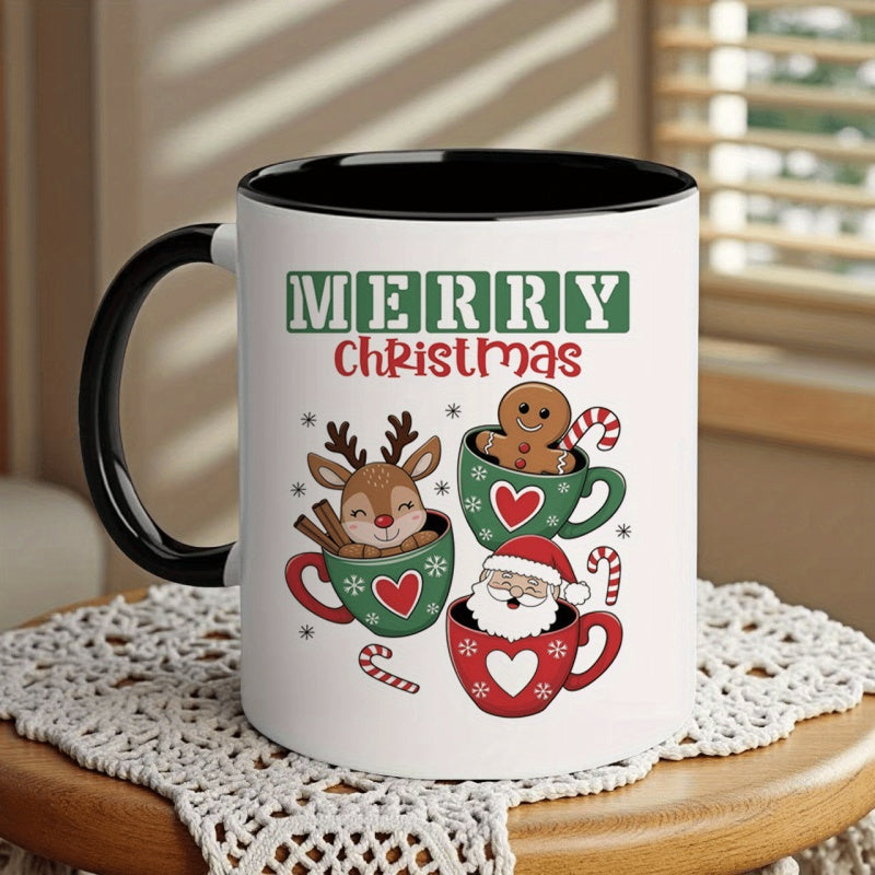 Tailorly Black Accent 11 oz Mug - santa claus elk