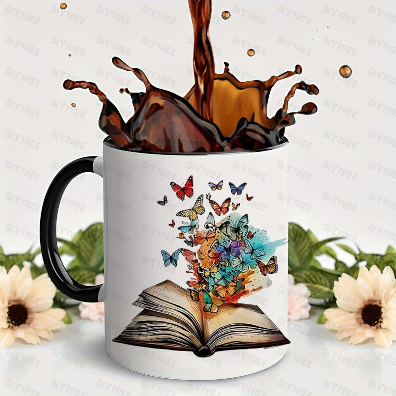 Tailorly Black Accent 11 oz Mug - colorful butterflies flying