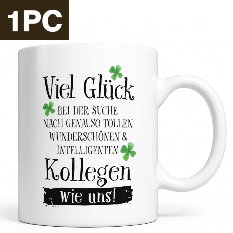 Tailorly White Ceramic 11 oz Mug - Polished White Surface Featuring Vibrant Green Clover Leaves And Decorative Script Mug