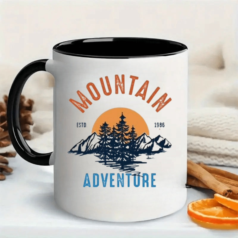 Tailorly Black Accent 11 oz Mug - adventure coffee cup text
