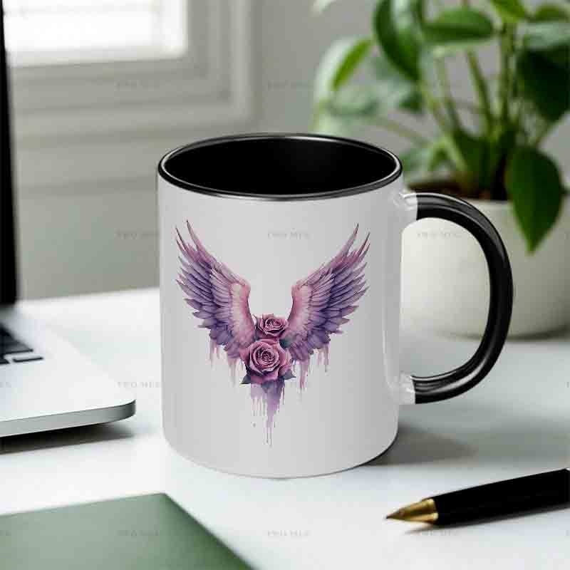 Tailorly Black Accent 11 oz Mug - wings rose