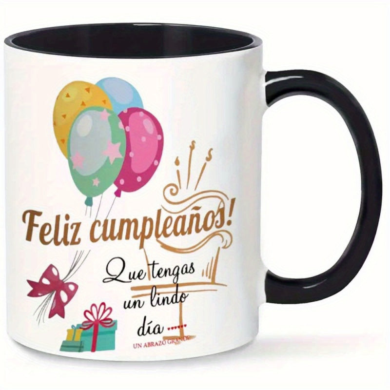 Tailorly Black Accent 11 oz Mug - festive birthday balloon