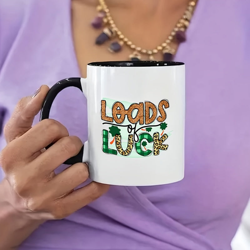 Tailorly Black Accent 11 oz Mug - st patricks day clover
