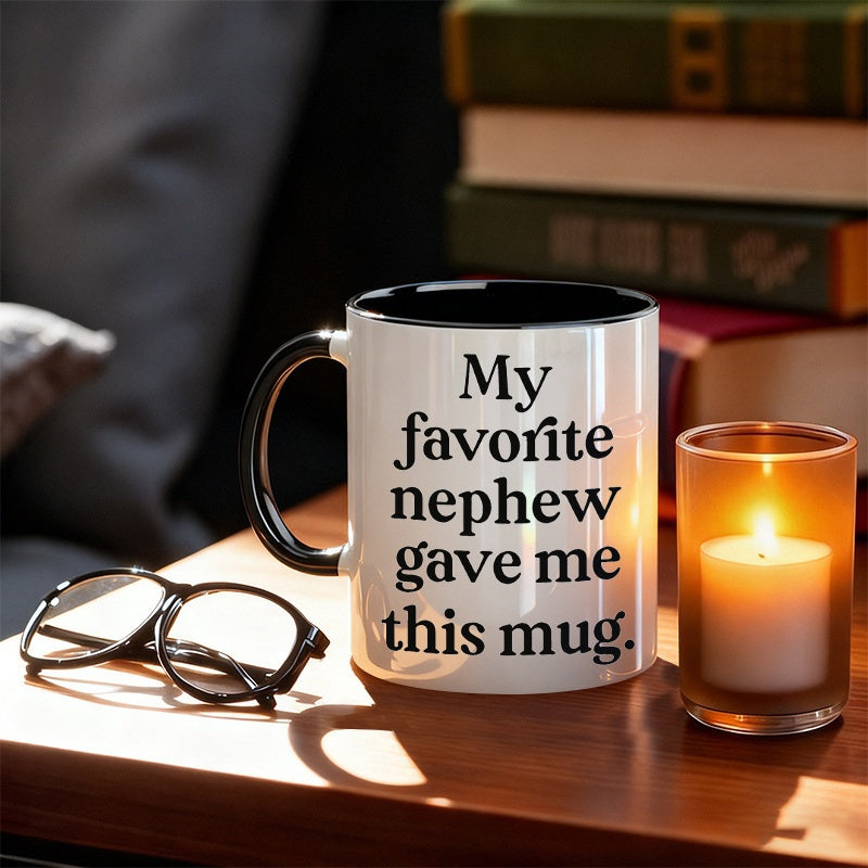Tailorly Black Accent 11 oz Mug - funny nephew letter print