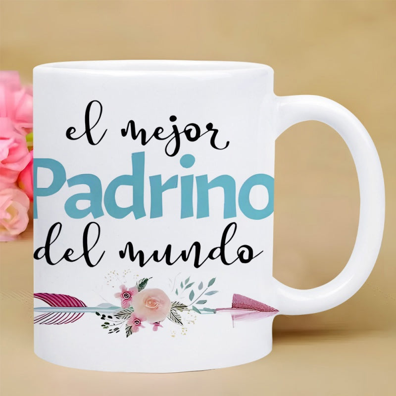 Tailorly White Ceramic 11 oz Mug - Elegant Pink Roses Decorated On A Stylized Horizontal Arrow