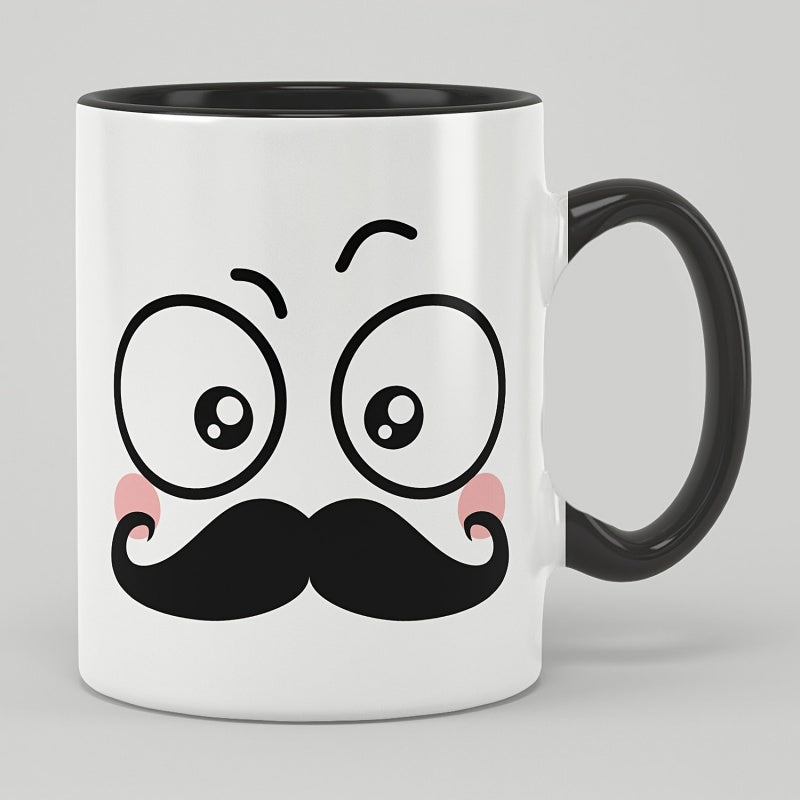 Tailorly Black Accent 11 oz Mug - mustache face and mustache