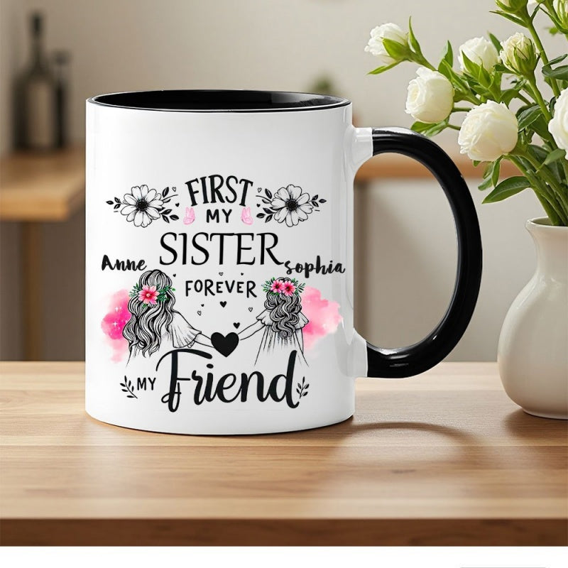 Tailorly Black Accent 11 oz Mug - names text couple