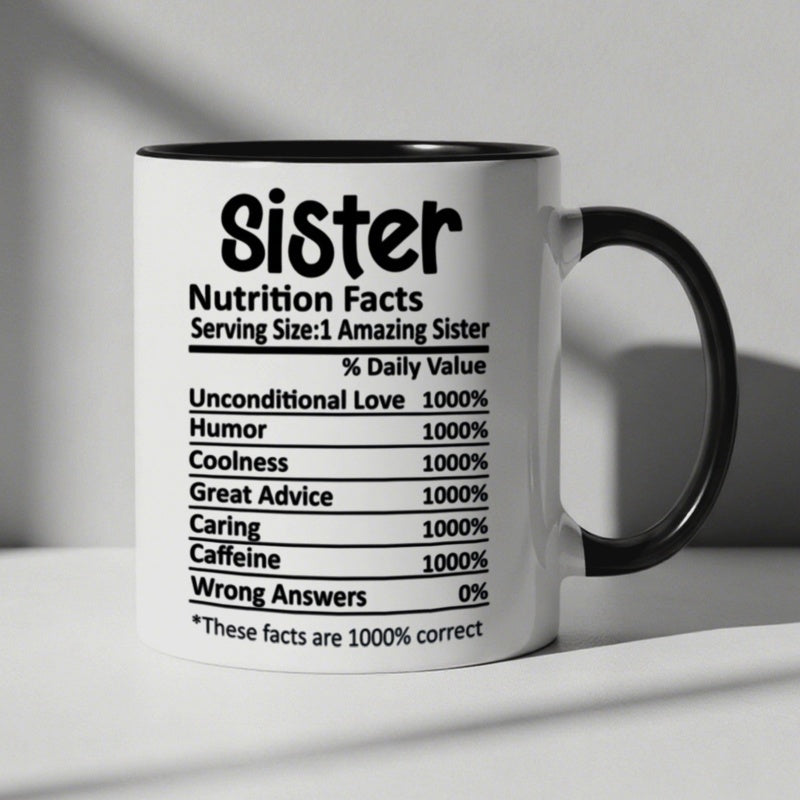 Tailorly Black Accent 11 oz Mug - nutrition facts text