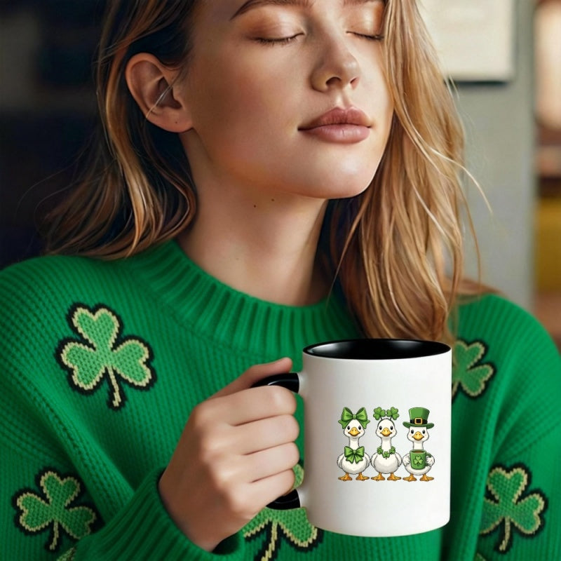 Tailorly Black Accent 11 oz Mug - wearing green hats and bow ties
