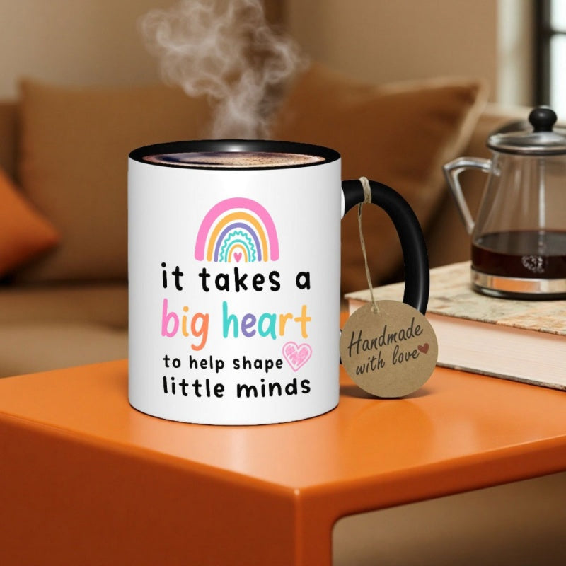 Tailorly Black Accent 11 oz Mug - rainbow heart