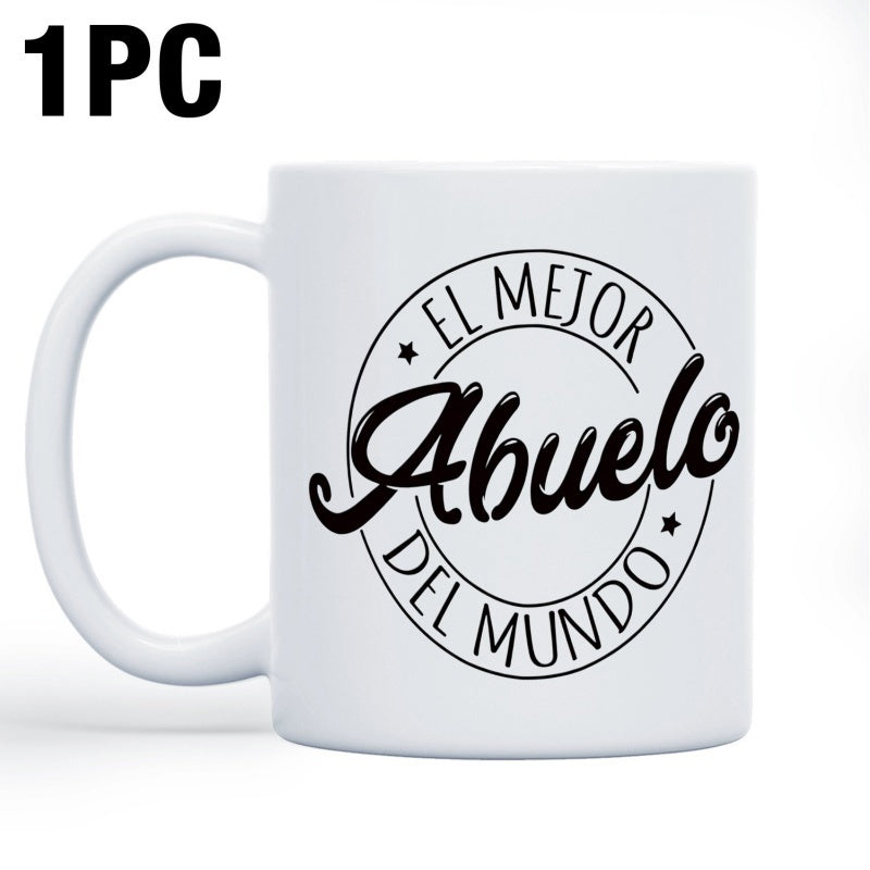 Tailorly White Ceramic 11 oz Mug - Minimalist White Ceramic With Circular Badge Design Featuring Stylish Script Text Mug