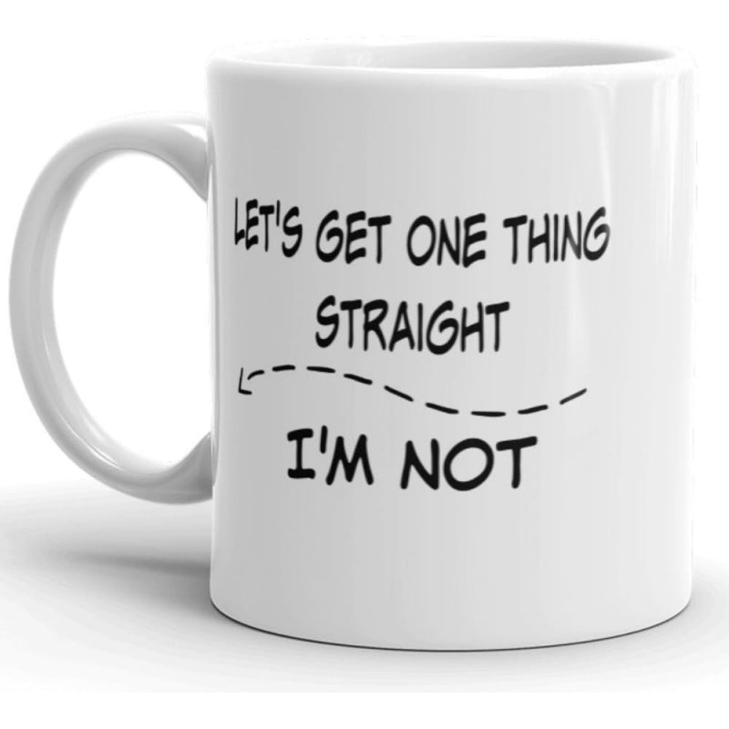Tailorly White Ceramic 11 oz Mug - Lets Get One Thing Straight Im Not Simple Bold Typography Featuring Curved Dashed Line With Pointing Arrow Humor Slogan