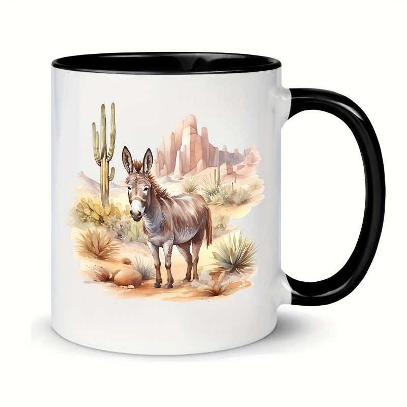 Tailorly Black Accent 11 oz Mug - wild west donkey