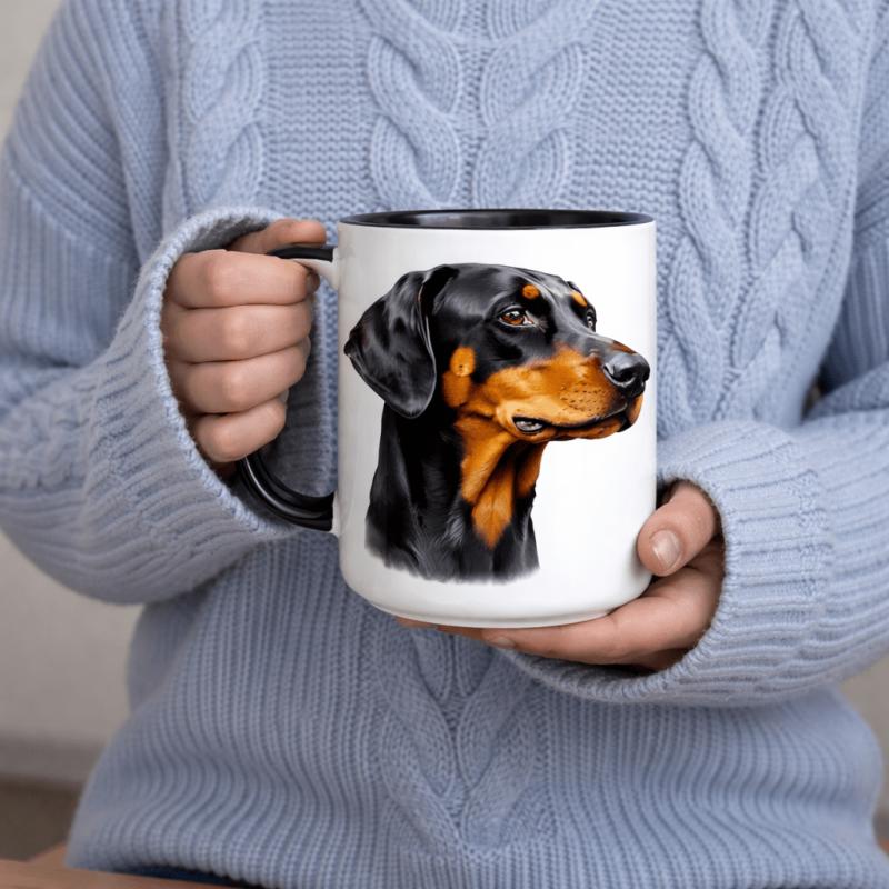 Tailorly Black Accent 11 oz Mug - portrait of a dog