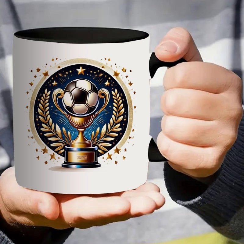 Tailorly Black Accent 11 oz Mug - 1 soccer mug ceramic coffee and tea mug for sports fans funny gifts christmas valentines day mothers day birthday