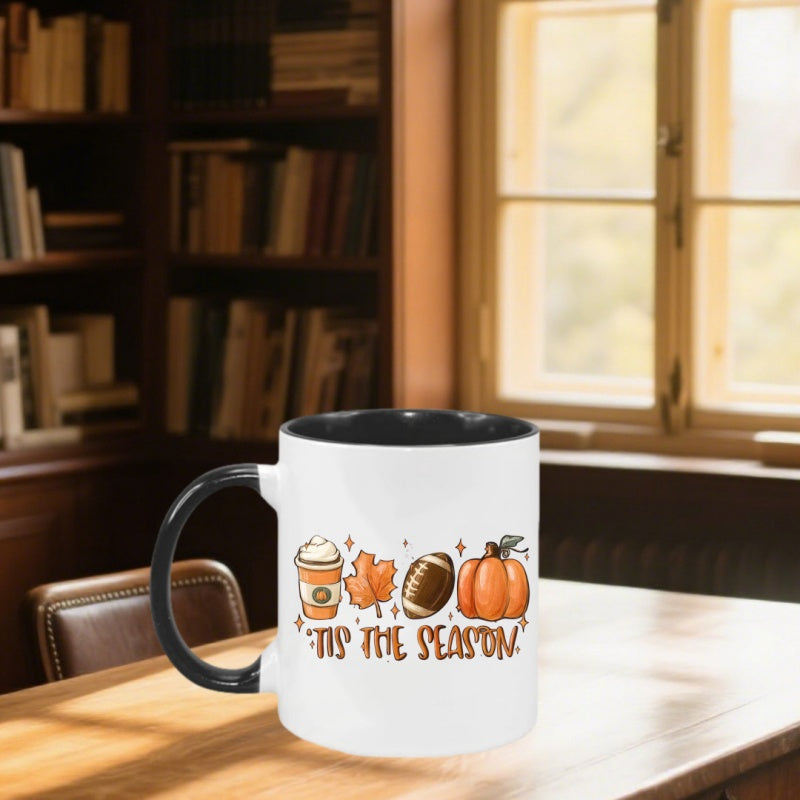 Tailorly Black Accent 11 oz Mug - fall themed autumn pumpkin