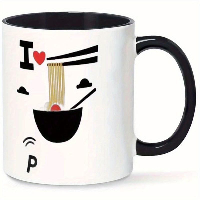 Tailorly Black Accent 11 oz Mug - cute i love ramen noodle soup lettering
