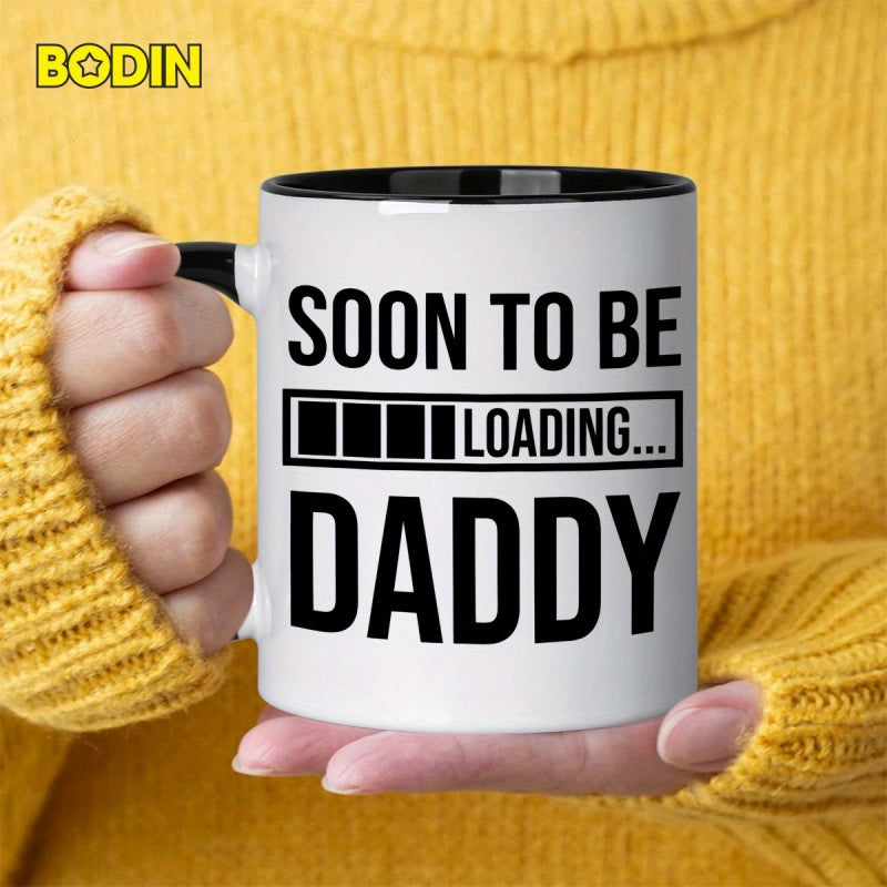 Tailorly Black Accent 11 oz Mug - daddy loading coffee mug text "daddy loading" with coffee cup design