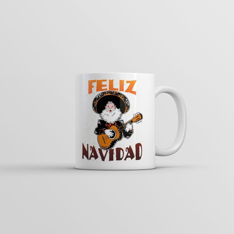 Tailorly White Ceramic 11 oz Mug - Festive Mariachi Character Playing Acoustic Guitar Wearing Traditional Mexican Sombrero Santa