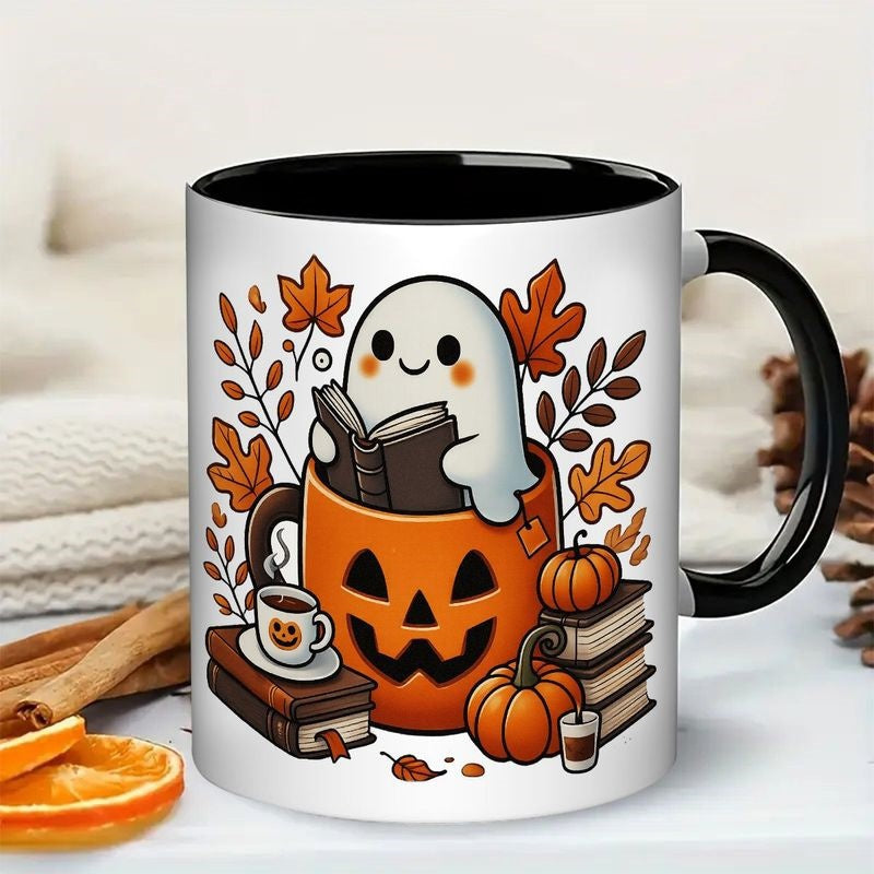 Tailorly Black Accent 11 oz Mug - cute halloween pumpkin