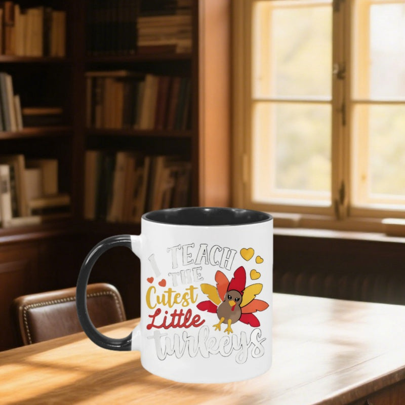 Tailorly Black Accent 11 oz Mug - cute turkeys