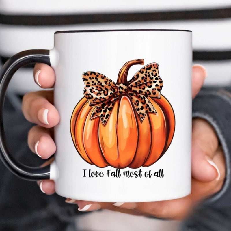 Tailorly Black Accent 11 oz Mug - i love fall pumpkin