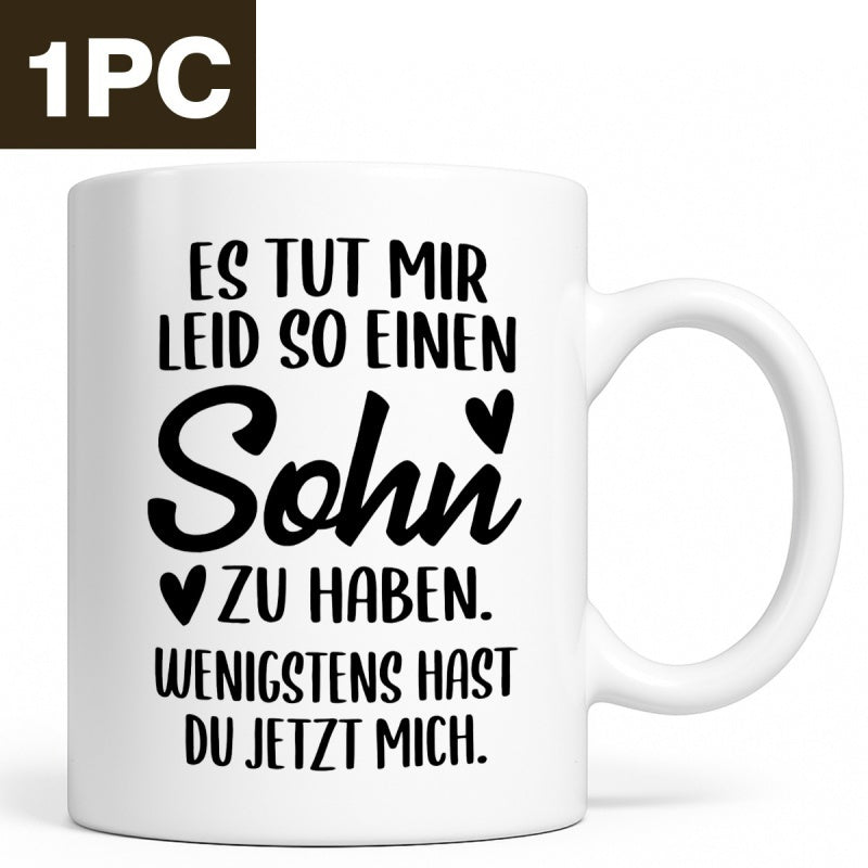 Tailorly White Ceramic 11 oz Mug - Elegant Minimalist Design With Decorative Script And Small Floating Heart