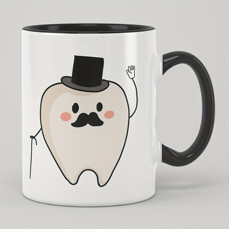 Tailorly Black Accent 11 oz Mug - creative 11oz 330ml ceramic toothbrushing mug funny and cute coffee cup for friends parents daughters ideal holiday
