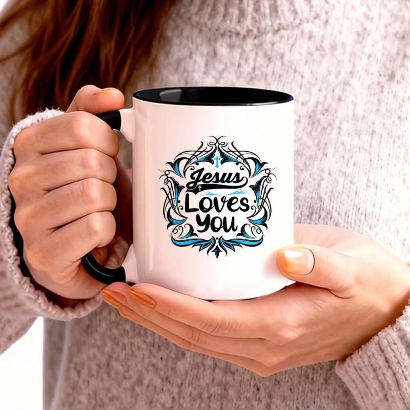 Tailorly Black Accent 11 oz Mug - intricate design with blue highlights