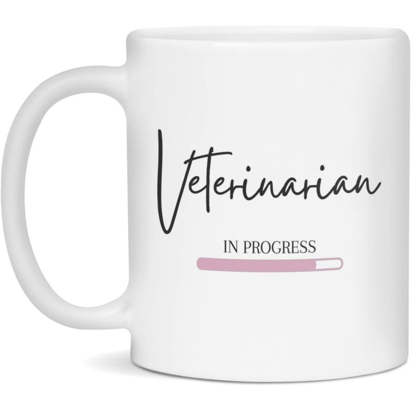 Tailorly White Ceramic 11 oz Mug - Veterinarian In Progress Minimalist Pink Loading Bar Displaying Achievement Within Modern Professional Layout Progress