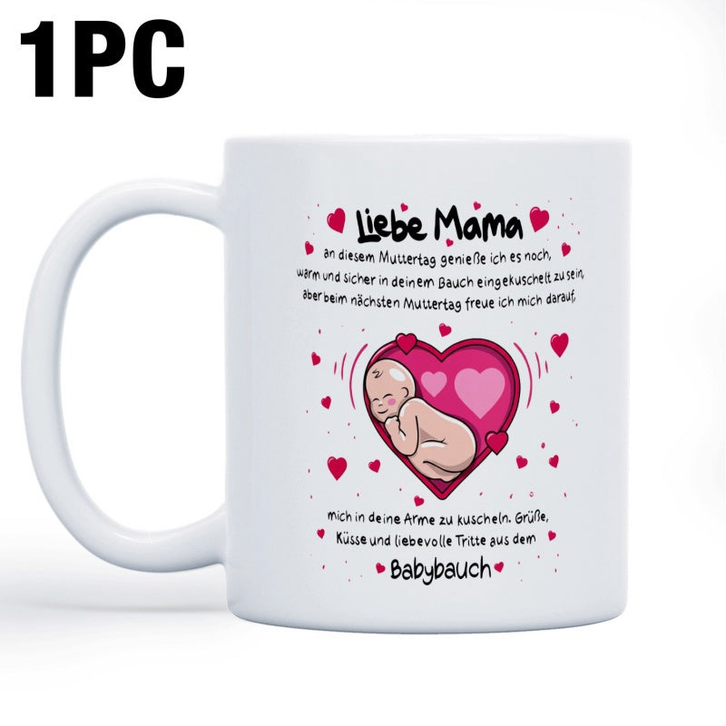 Tailorly White Ceramic 11 oz Mug - Peaceful Sleeping Infant Resting Inside A Glowing Pink Radiant Heart Frame Baby