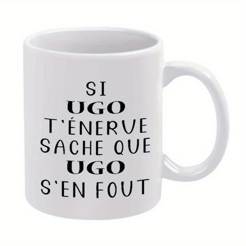 Tailorly White Ceramic 11 oz Mug - Minimalist White Ceramic Kitchenware With Simple Decorative Typography Mug