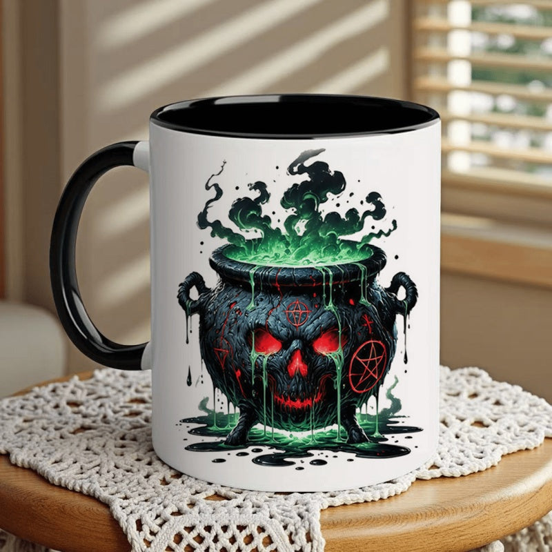 Tailorly Black Accent 11 oz Mug - green smoke double sided potion design