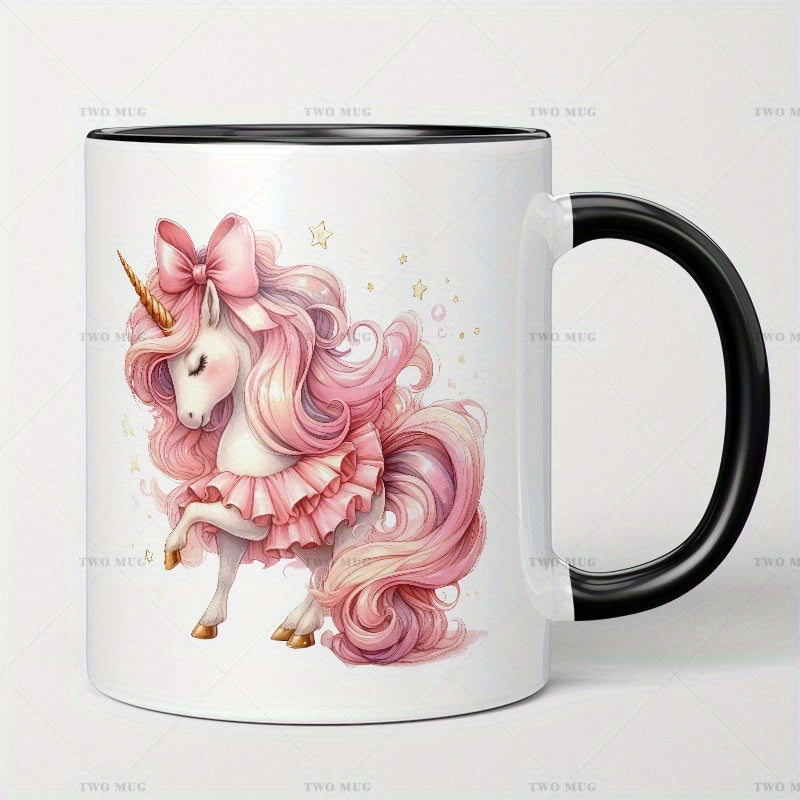 Tailorly Black Accent 11 oz Mug - pink haired unicorn