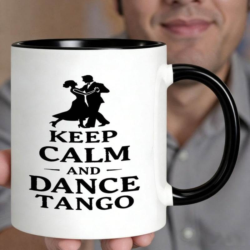 Tailorly Black Accent 11 oz Mug - 1pc dance ceramic coffee mug 11oz stylish for dance enthusiasts ideal gift for birthdays special occasions